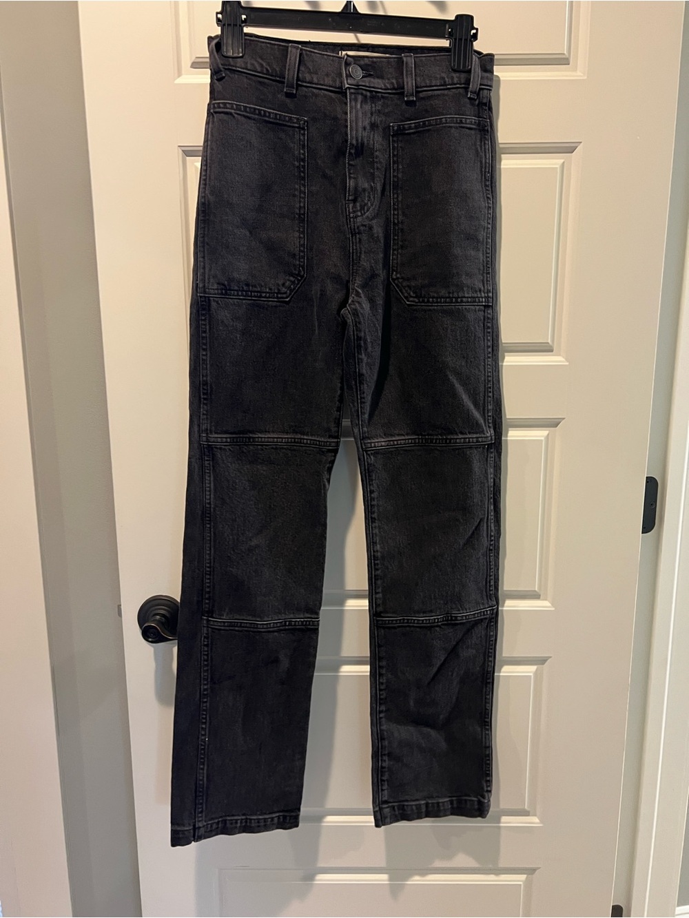 Madewell Black Straight-Leg Patchwork Jeans
